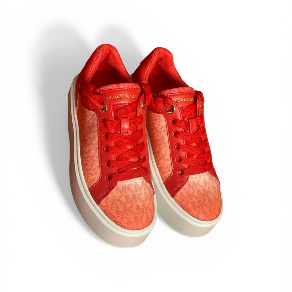 Michael Kors Red Coral Platform Sneakers new size 6